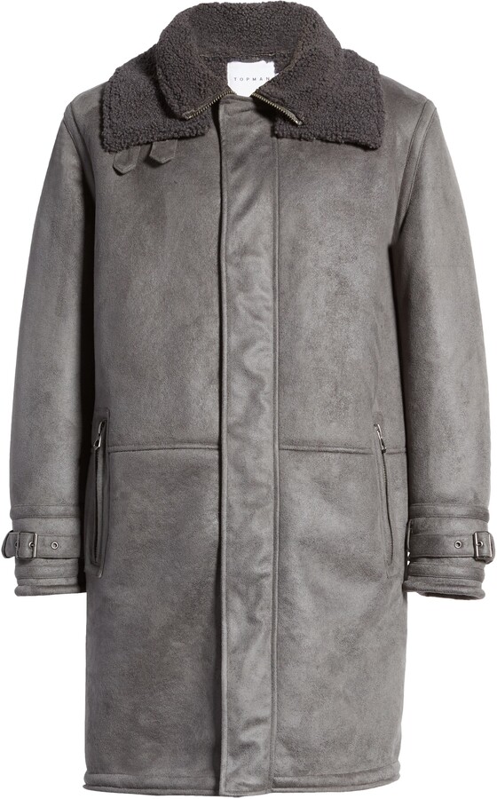 topman faux shearling jacket