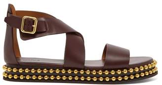 Chloé Beaded Flatform Leather Sandals - Womens - Burgundy