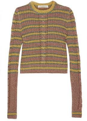 Philosophy di Lorenzo Serafini Metallic Striped Ribbed-Knit Sweater