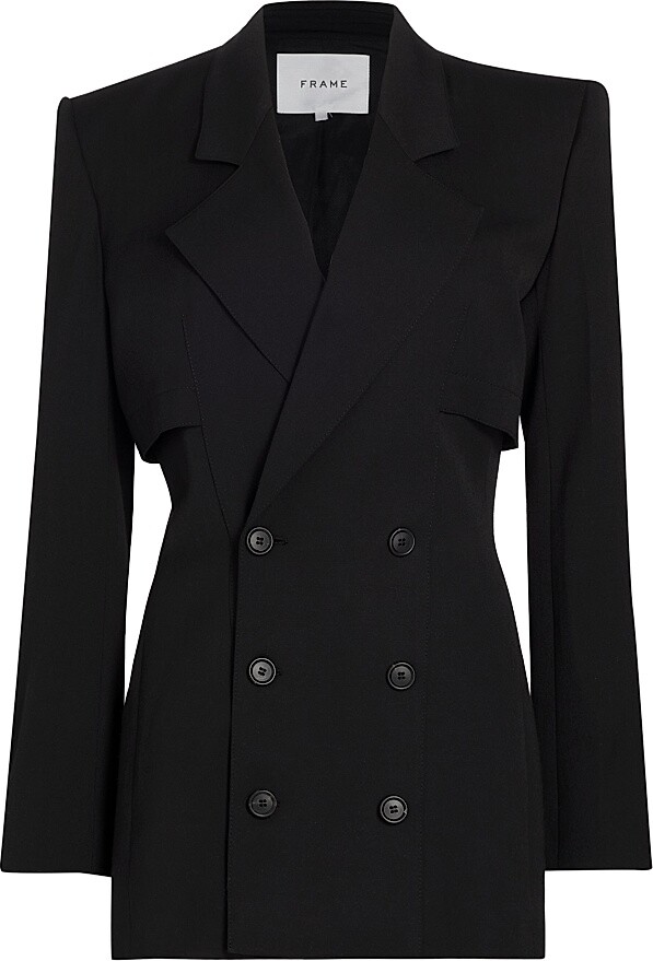 Frame Women's Wool-Blend Double-Breasted Blazer - Black - Size 0