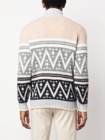 Thumbnail for your product : Brunello Cucinelli Zig-Zag Intarsia-Knit High-Neck Wool Jumper