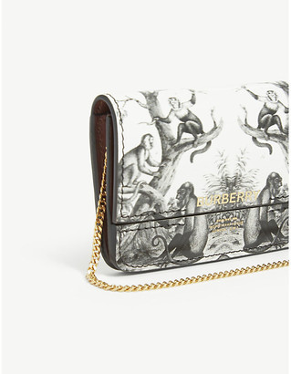 Burberry Jody monkey print leather card holder with chain