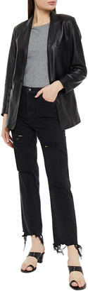J Brand Jules Leather-trimmed Distressed High-rise Straight-leg Jeans