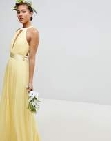 Thumbnail for your product : TFNC Tall Pleated Maxi Bridesmaid Dress With Cross Back And Bow Detail