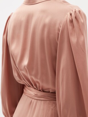 Zimmermann Bishop-sleeve Silk Wrap Midi Dress - Light Pink