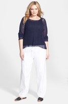 Thumbnail for your product : Eileen Fisher Organic Linen Scoop Neck Top (Plus Size)