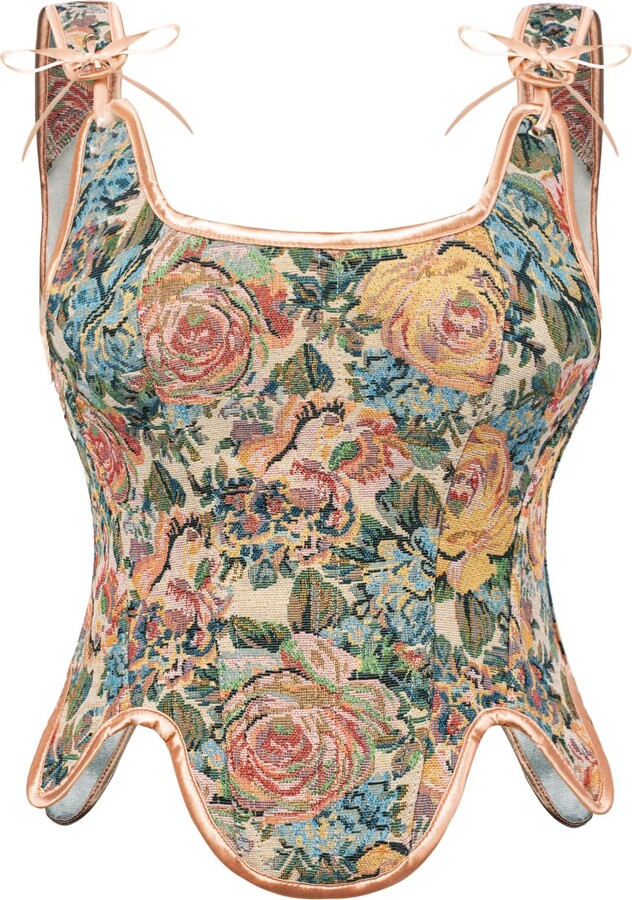 SCARLET DARKNESS Women’s Victorian Floral Corsets Overbust Bustier Vest