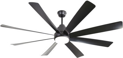Latitude Run 72 Inch Large Ceiling Fans With Lights And Remote Control 6 Wind Speed Dc Motor Black For Living Room