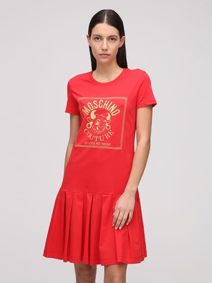 Moschino Embroidered Logo Cotton Jersey Dress