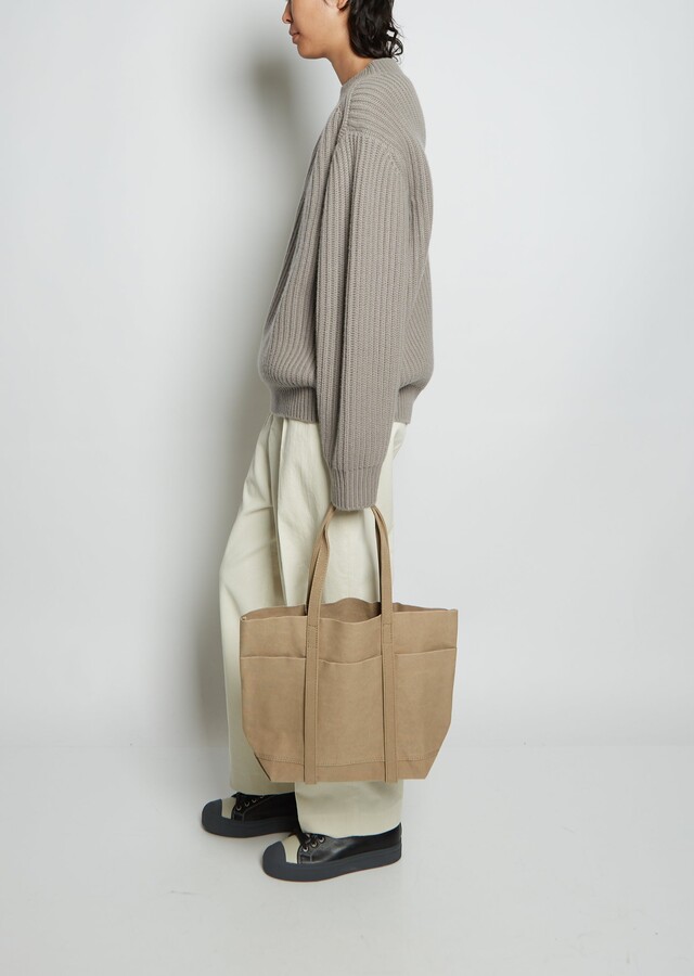 Amiacalva Washed Canvas 6 Pocket Tote S — Taupe - ShopStyle