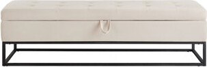 58.6" Bed Bench Metal Base with Storage Velvet