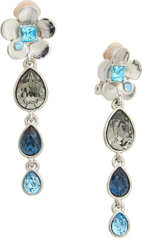 Oscar de la Renta Flower & 3 Teardrop Earrings