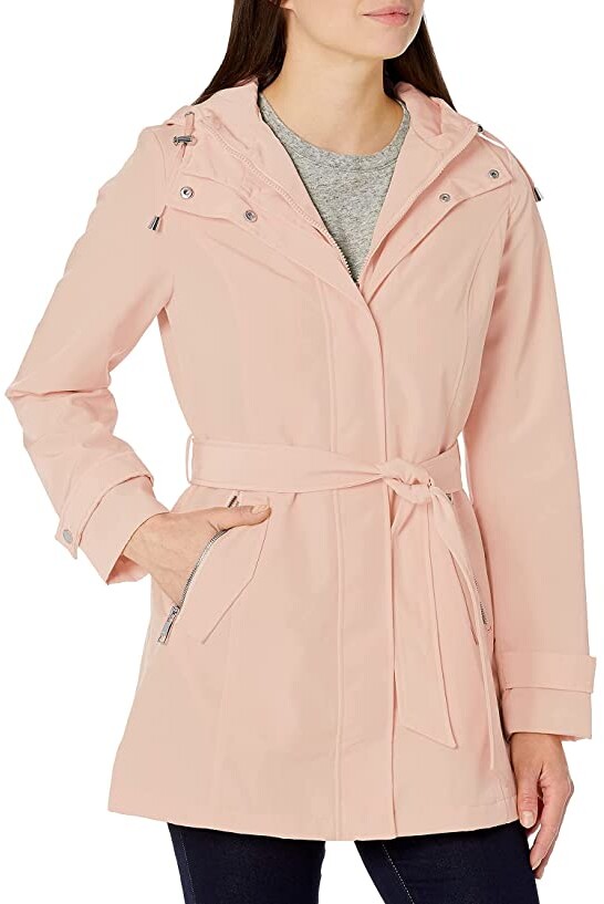 Nautica Women's Hooded Raincoat with Belt Jacket ShopStyle
