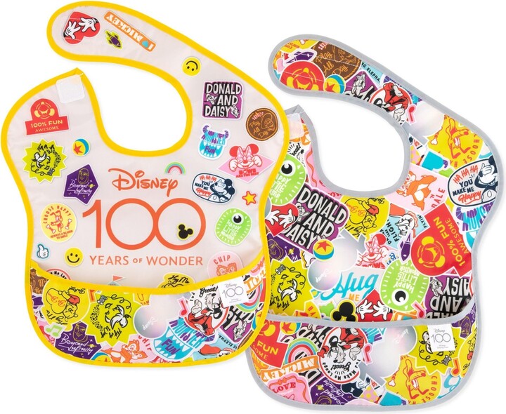 Bumkins Baby Disney 100 Happy Faces Super Bibs, Pack of 2