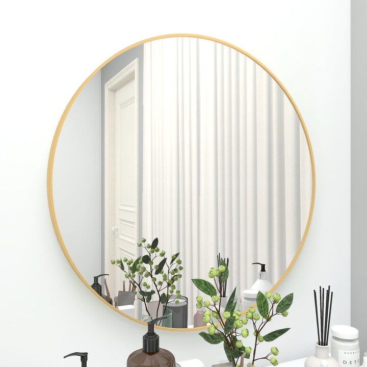 Simplie Fun 28" Wall Circle Mirror Large Round Gold Farmhouse Circular