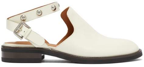 See by Chloe Studded Backless Leather Loafers - Womens - Ivory See by Chloe Studded Backless Leather Loafers - Womens - Ivory