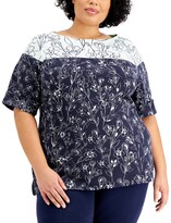 Thumbnail for your product : Karen Scott Plus Size Printed Boat-Neck Top, Created for Macy's