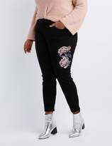 Thumbnail for your product : Charlotte Russe Plus Size Refuge Floral Print Destroyed Skinny Jeans