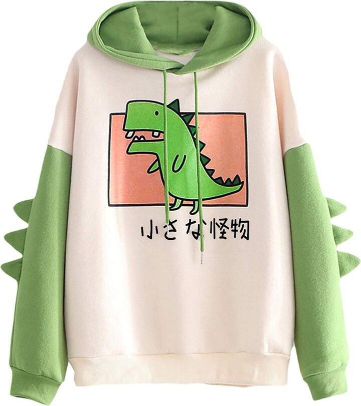 Sweatshirts for Women Hoodie Pullover Junior Teen Girls Cute Dinosaur Sweatshirts Casual Long Sleeve Shirt Tops 