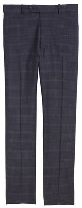 JB Britches Men's Flat Front Plaid Wool Trousers