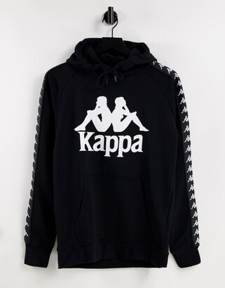 Kappa logo taping hoodie black - ShopStyle