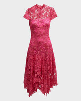 Thumbnail for your product : Tadashi Shoji Floral Embroidered Cap-Sleeve Handkerchief Dress