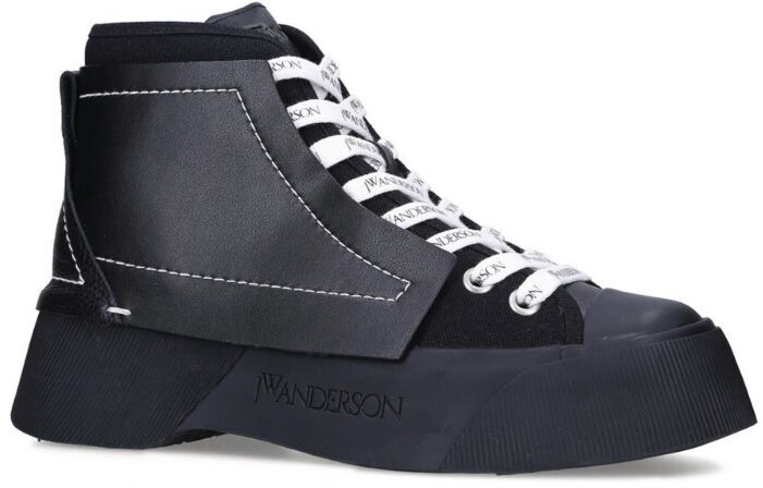 black leather high tops