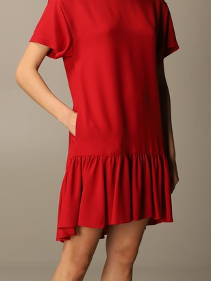 RED Valentino Short Dress In Satin With Flounce