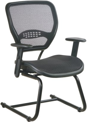 SPACE Seating 5565 Professional Air Grid Back Seat, Adjustable Arms & Lumbar Support Sled Base Visitors Chair, Dark Grey