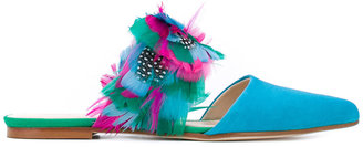 Anna Baiguera feathers applique sandals