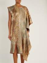 Thumbnail for your product : J.W.Anderson Asymmetric-detail Patchwork Jacquard Dress - Womens - Gold