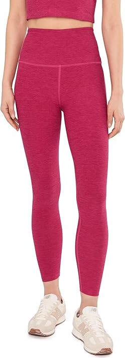 Beyond Yoga Spacedye Caught In The Midi High Waisted Legging Women's Clothing Sangria Heather : LG (US Women's 10-12) Elastane/Polyester