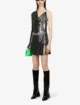 Thumbnail for your product : ATTICO Sequin-embellished one-sleeve stretch-woven mini dress