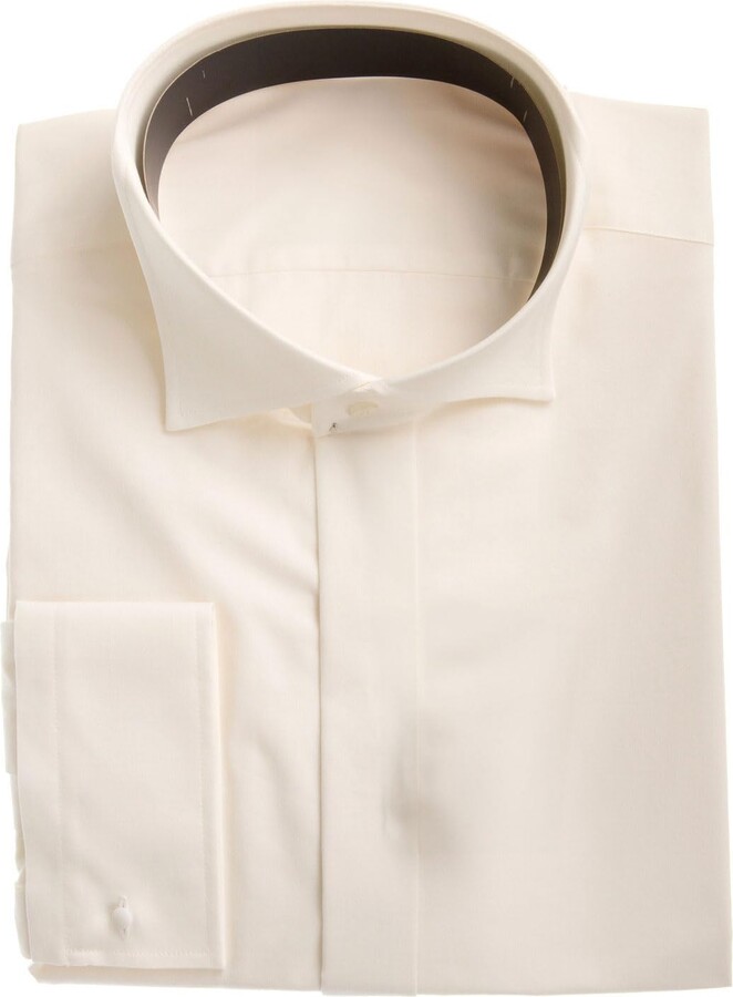Generic Men's Ivory Wing Collar Dress Shirt White Formal Wedding