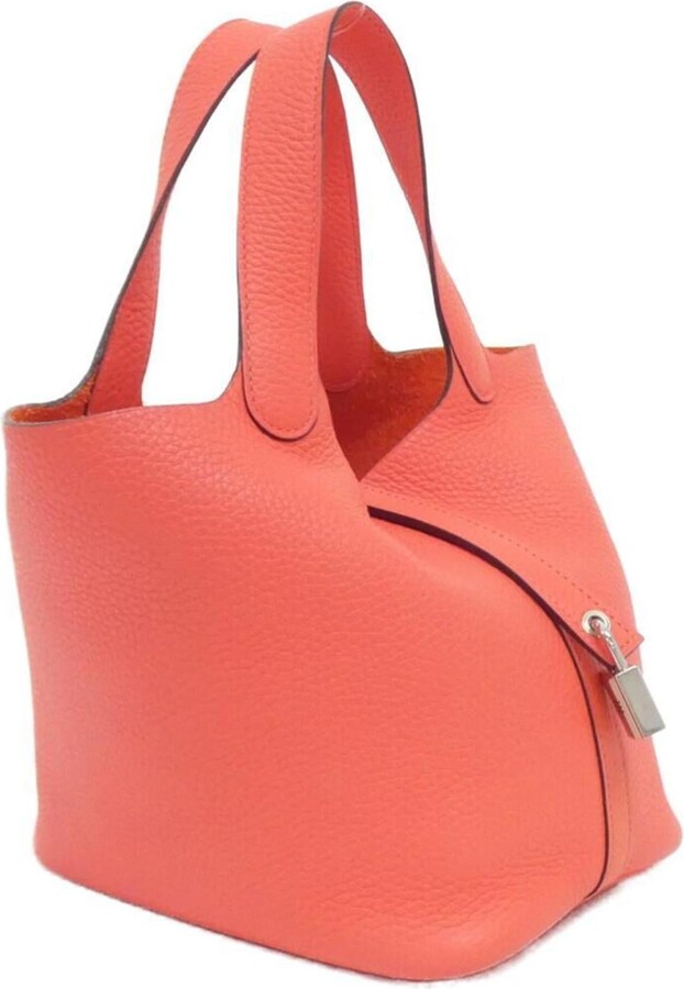 Hermes Pink Orange Taurillon Clemence Leather Handbag (Pre-Owned)