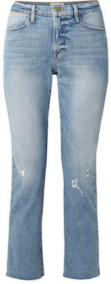 Frame Le High Distressed Cropped Straight-leg Jeans - Mid denim
