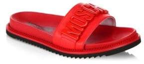 Moschino Men's Logo Slide Leather Sandals - Red - Size 43 (10)