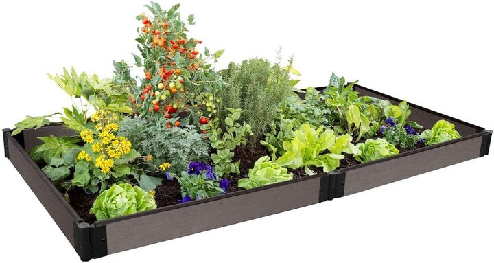 Frame It All One Inch Series 4 ft. x 8 ft. x 5.5 in. Weathered Wood Composite Raised Garden Bed