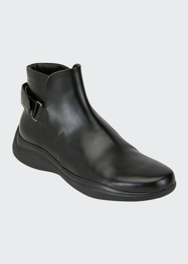 Prada Men's Spazzolato Leather Combat Boots - ShopStyle