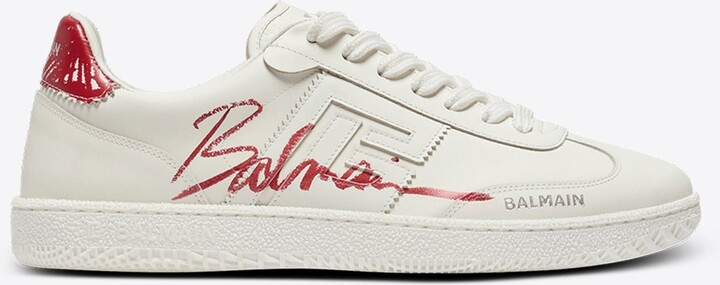 Balmain Swan Lipstick Low-Top Sneakers