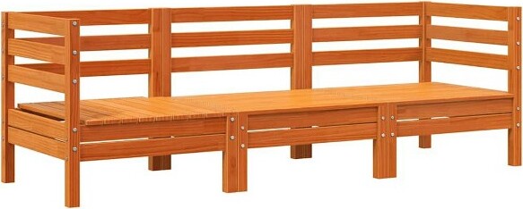 VidaXL vidaXLPatioSofa3-SeaterOutdoorGardenFurniture—WaxBrownPineWoodwithModularDesignandSlattedSeatforTerrace/PatioLounging—75\