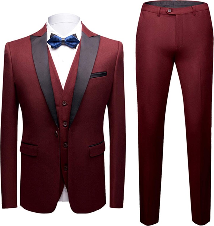 Sliktaa Mens Suits 3 Pieces Slim Fit Wedding Business Dinner Suit