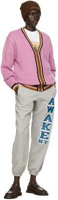 Awake NY Pink Mohair Striped Cardigan