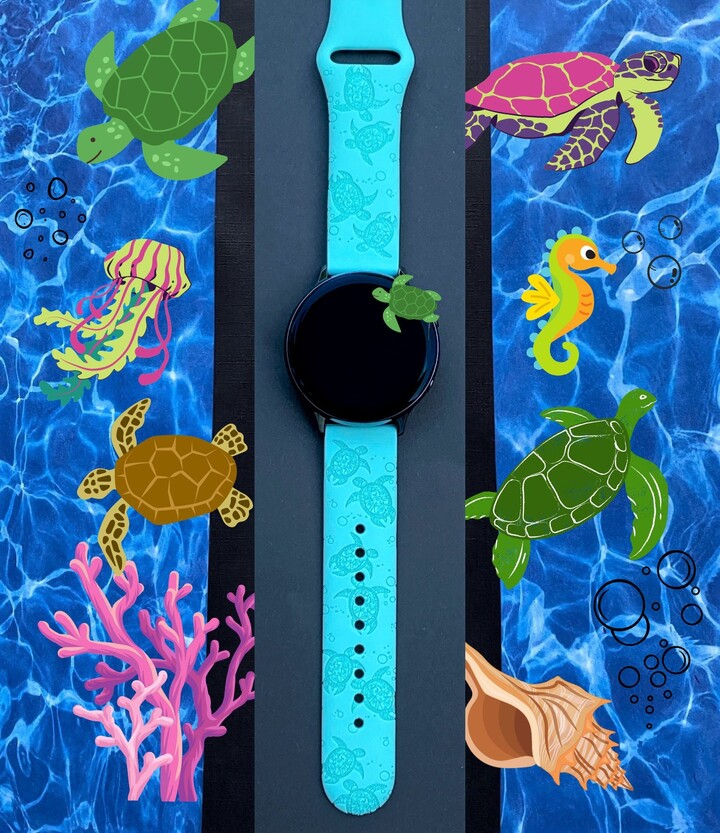 Turtles Samsung Galaxy Watch Band 20mm Summer Beach Tropical Watchband Replacement