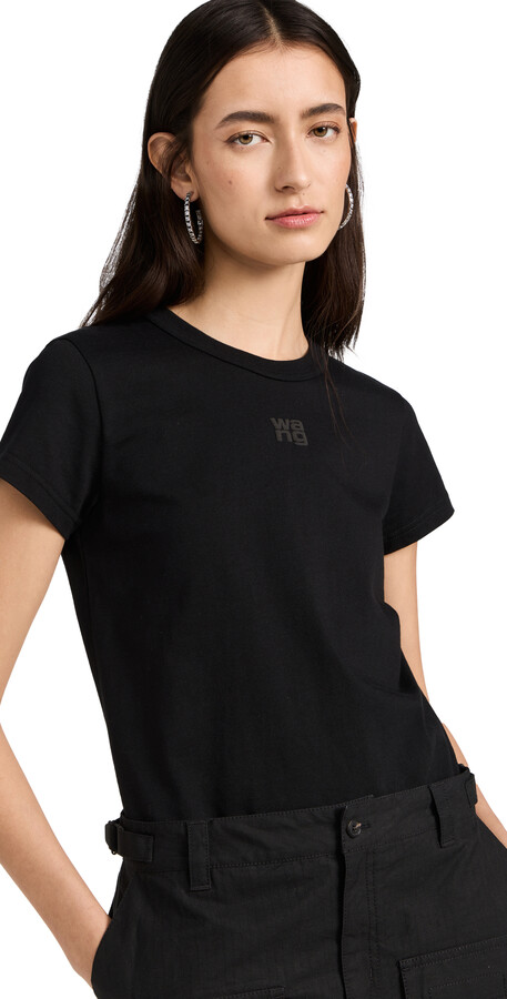 Alexander Wang Essential Jersey Shrunk Tee with Puff Logo