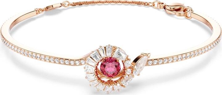 Swarovski Snake bangle, Mixed cuts, Year of the Snake, Red, Rose gold-tone plated