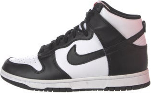 Nike Leather High Top Sneakers Black & White Colorblock Pattern Round-Toes Lace-Up Closure at Uppers Includes Box Unfortunately, due to restrictions, this item may not be eligible for shipping in all areas.