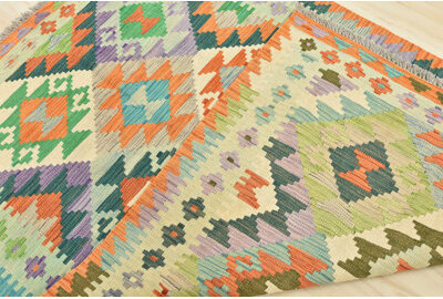 One-of-a-Kind Hand-Knotted 4'1" x 5'11" Wool Area Rug in Green/Blue/Purple