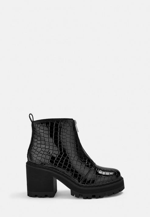 black croc chelsea boots