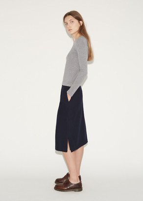 La Garçonne Moderne Flannel Skirt Navy Size: Large